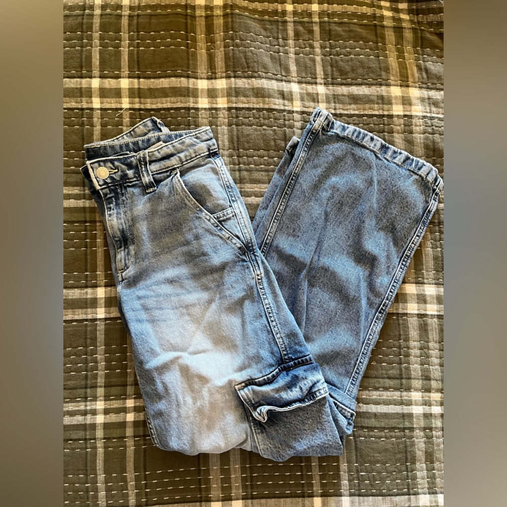 H&M Juniors Wide Leg Cargo Denim Jeans
